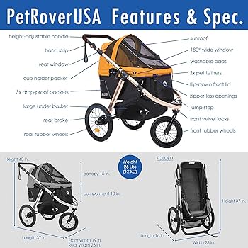 ☆HPZ Pet Rover RUN ☆ HPZ™ PET ROVER RUN Performance Jogging Sports Stroller for